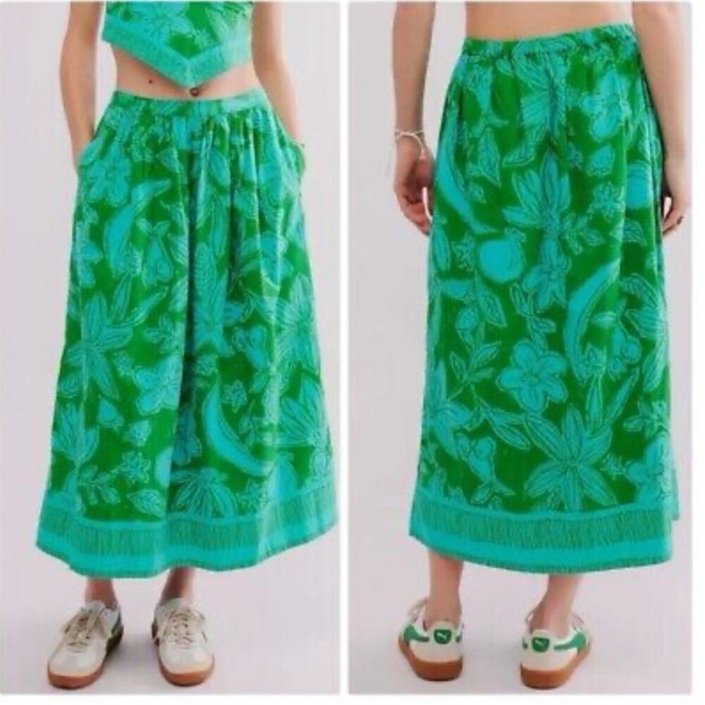 Free People Copa Cabana Women's Beachy Floral Lined Skirt S Cotton Resort Wear